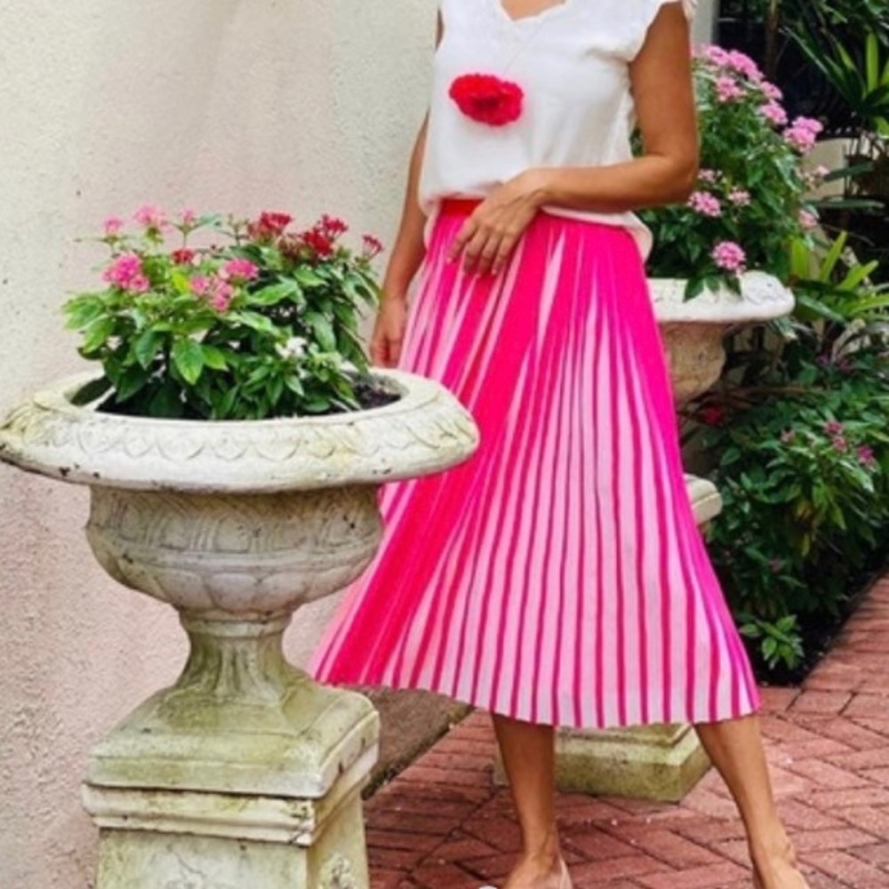 J. Crew Peekaboo striped pleated skirt